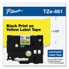 Brother TZe Adhesive Laminated Labeling Tape, 1.4x26.2 ft, Black on Yellow TZE661